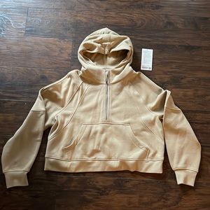 Tan Scuba Oversized 1/2 Zip Hoodie